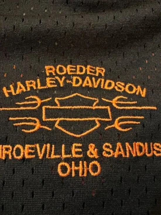 🏍️ VTG Harley-Davidson Mesh Basketball Jersey Tank Mens Large Biker Roeder Ohio - Picture 10 of 13